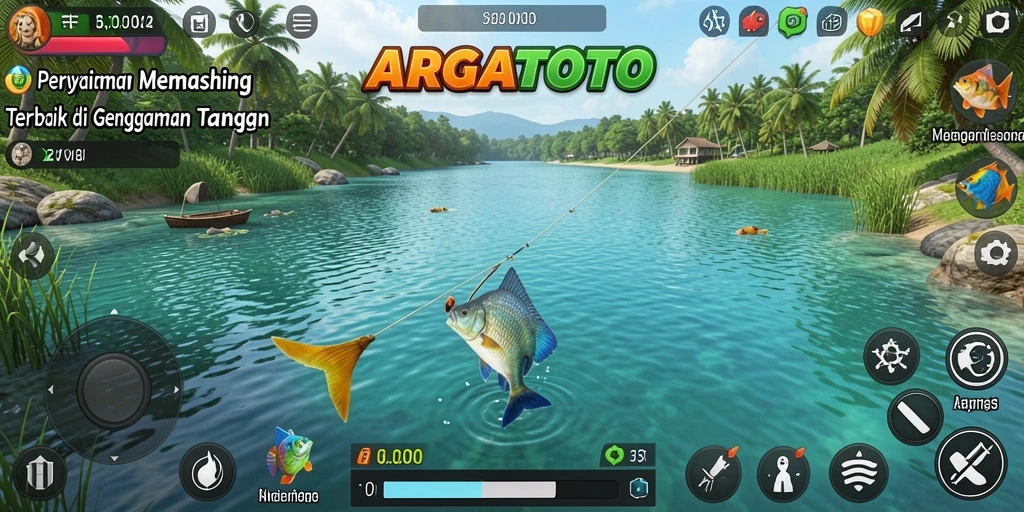 Screenshot gameplay <strong>ARGATOTO</strong> yang memperlihatkan pengalaman memancing yang mendebarkan.