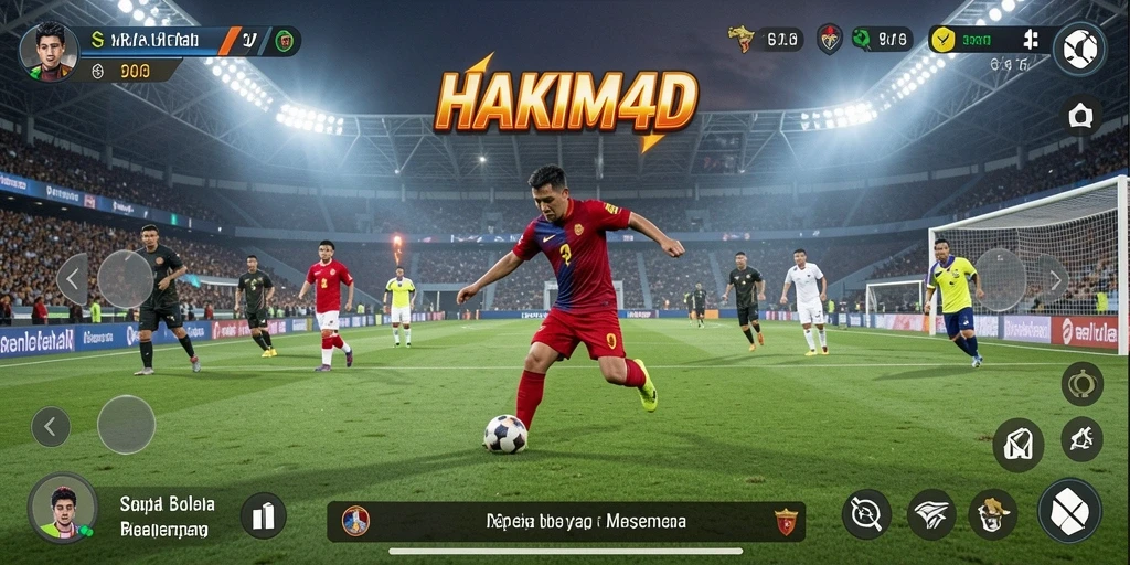Tampilan gameplay HAKIM4D yang menarik saat pertandingan sepak bola.