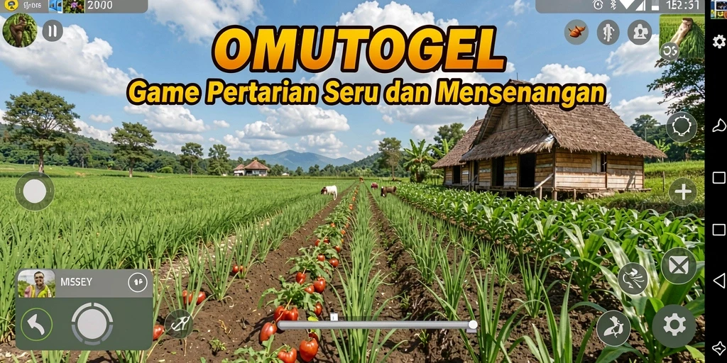Tampilan gameplay seru di OMUTOGEL dengan kebun yang indah.